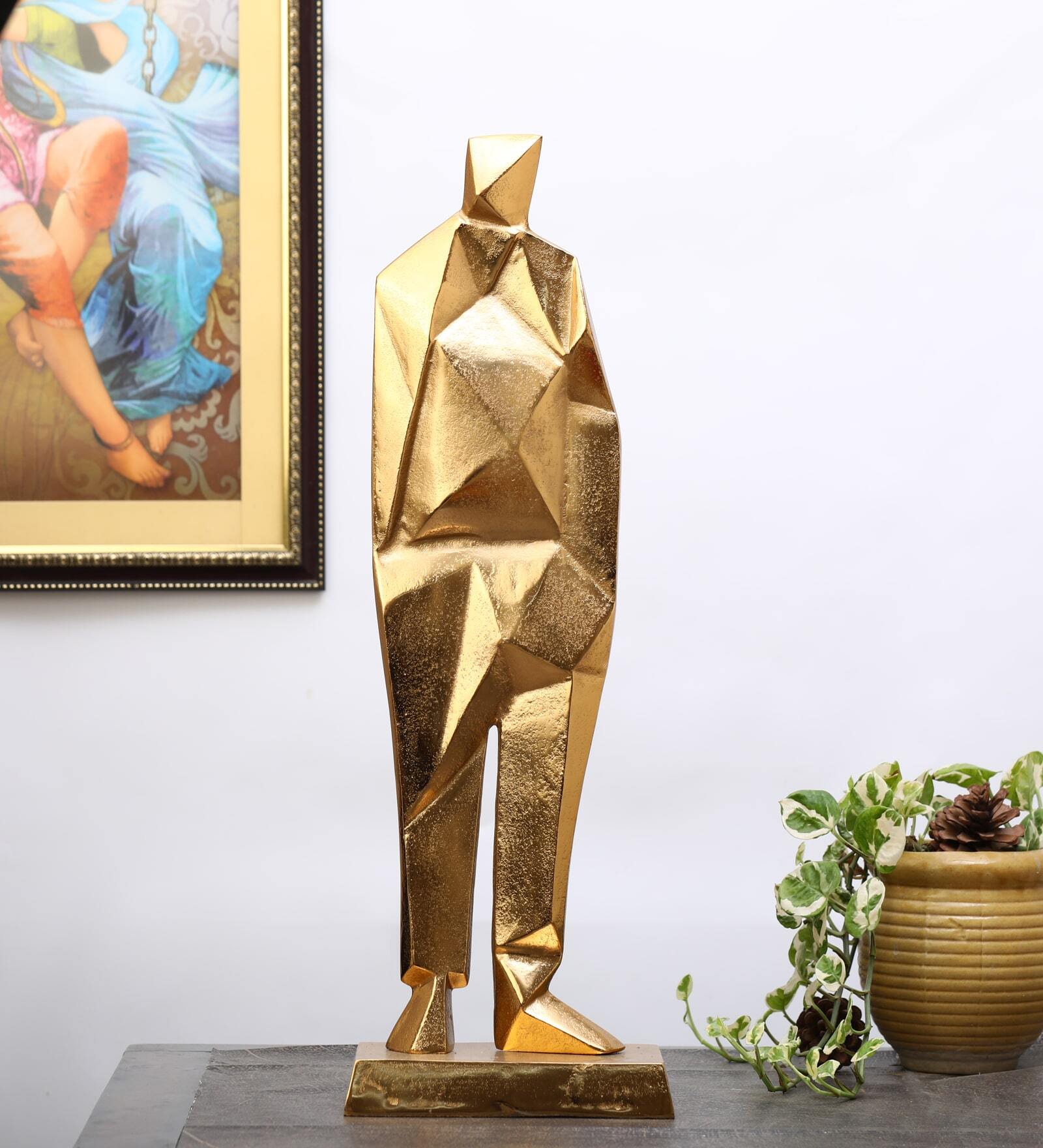 Ethan The Dreamer Sculpture  Gold Aluminium Showpiece