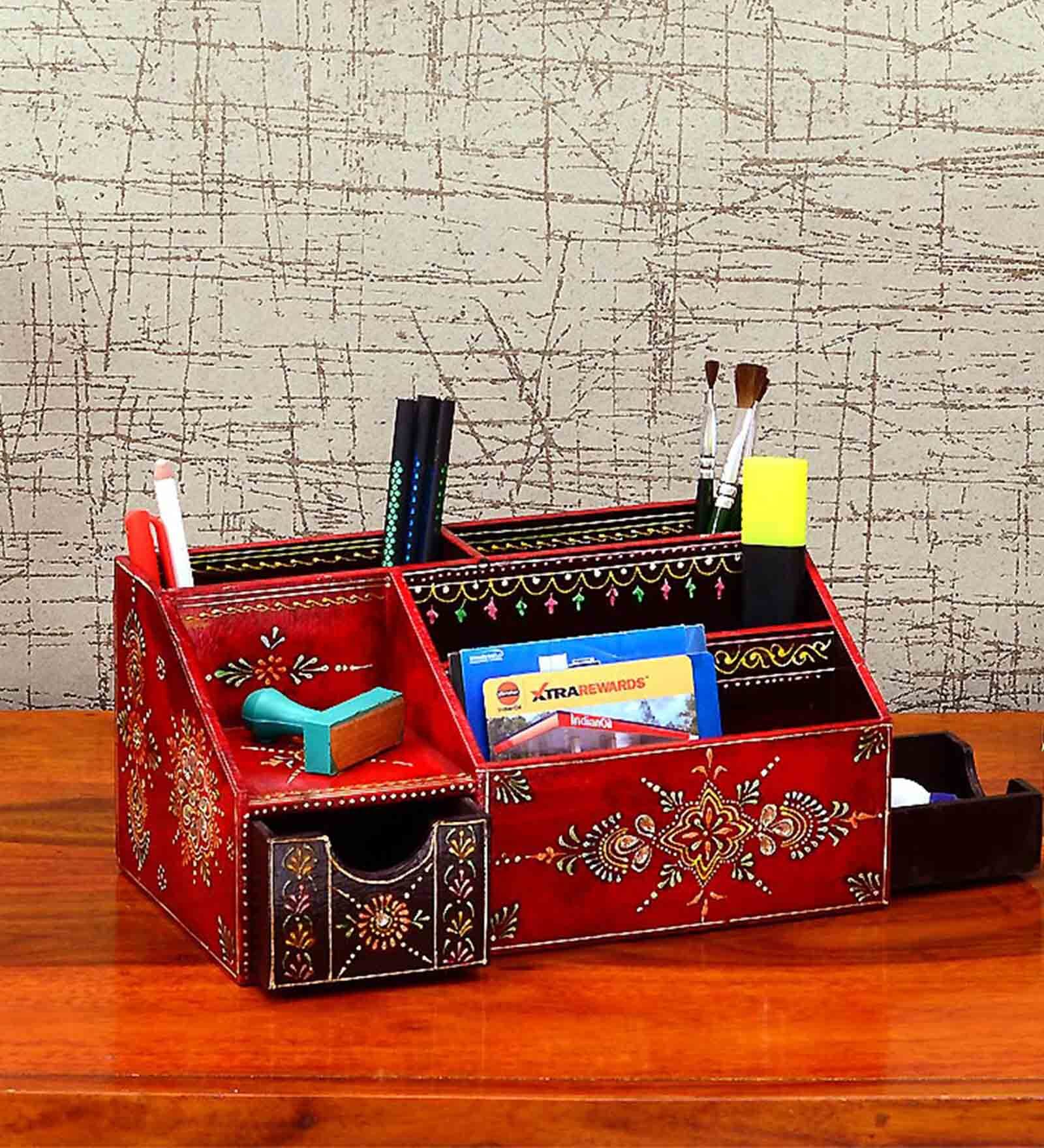 Ethinic Red
Engineered Wood Desk Organizer