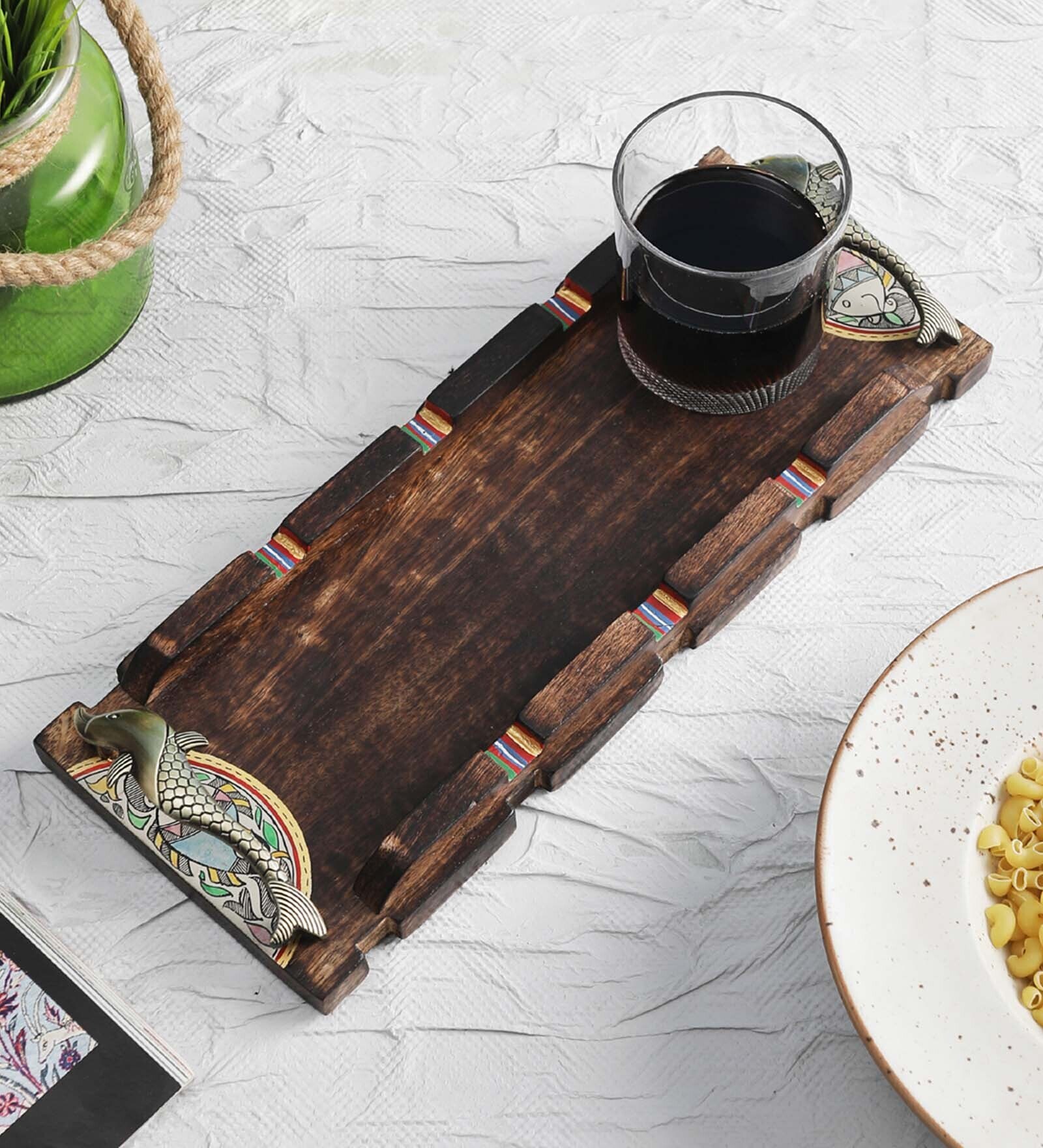 Ethinic 15 Inch Mango Wood Serving Tray
