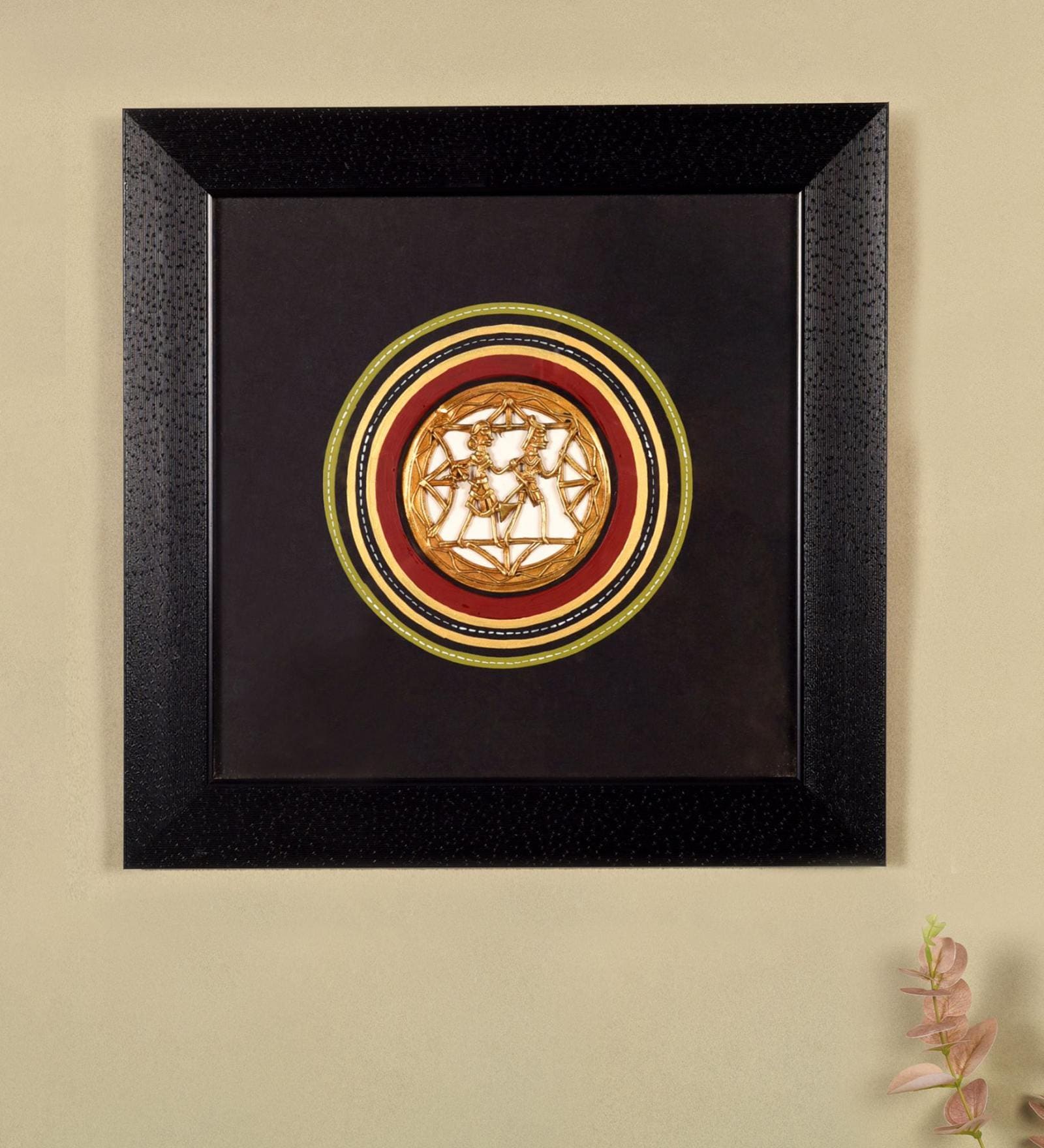 Ethnic Dhokra  Black Brass & Glass  Painting