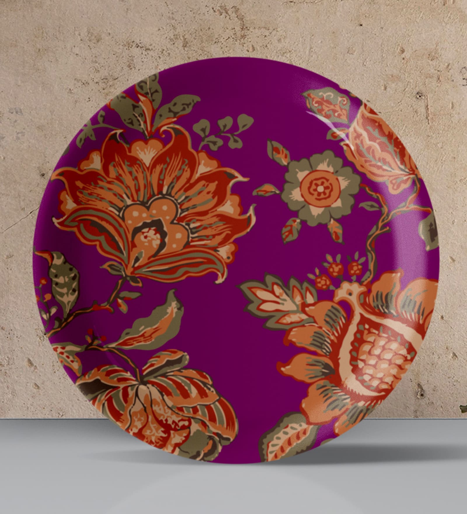 Ethnic Floral Porcelain Wall Plate