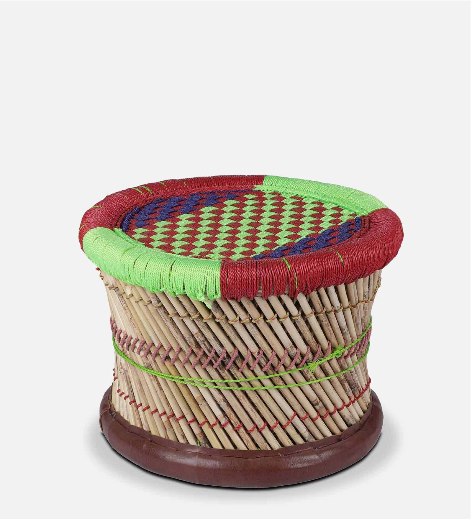 Ethnic Hand Crafted Cane Stool in Multi colour Ethnic Hand Crafted Cane Stool in Multi colour