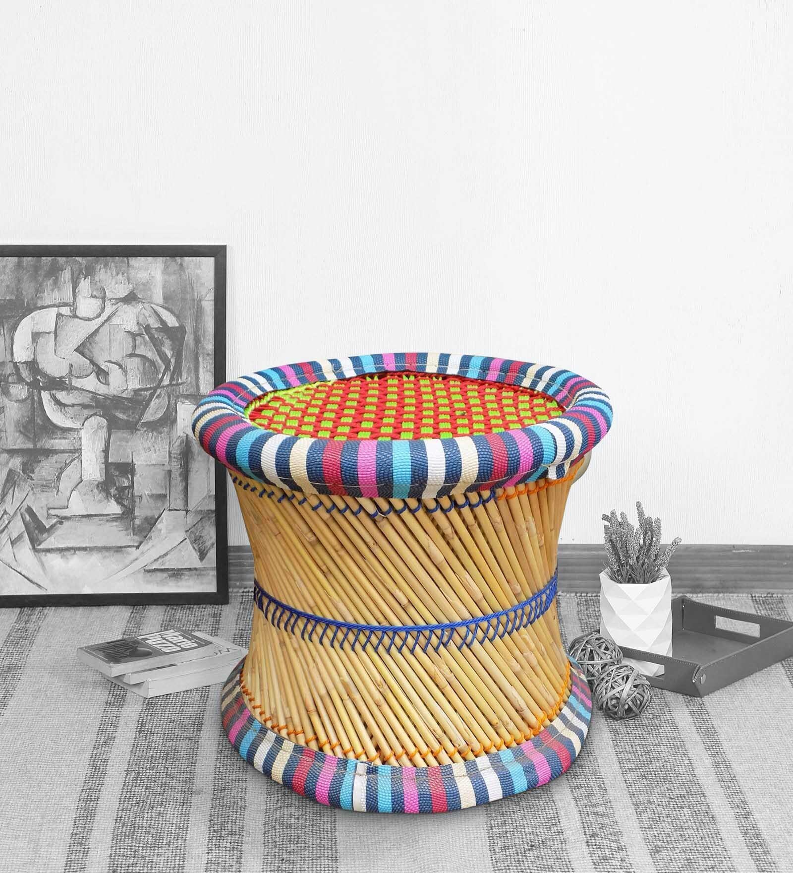 Ethnic Handcrafted Manjola Stool in Multi Colour
