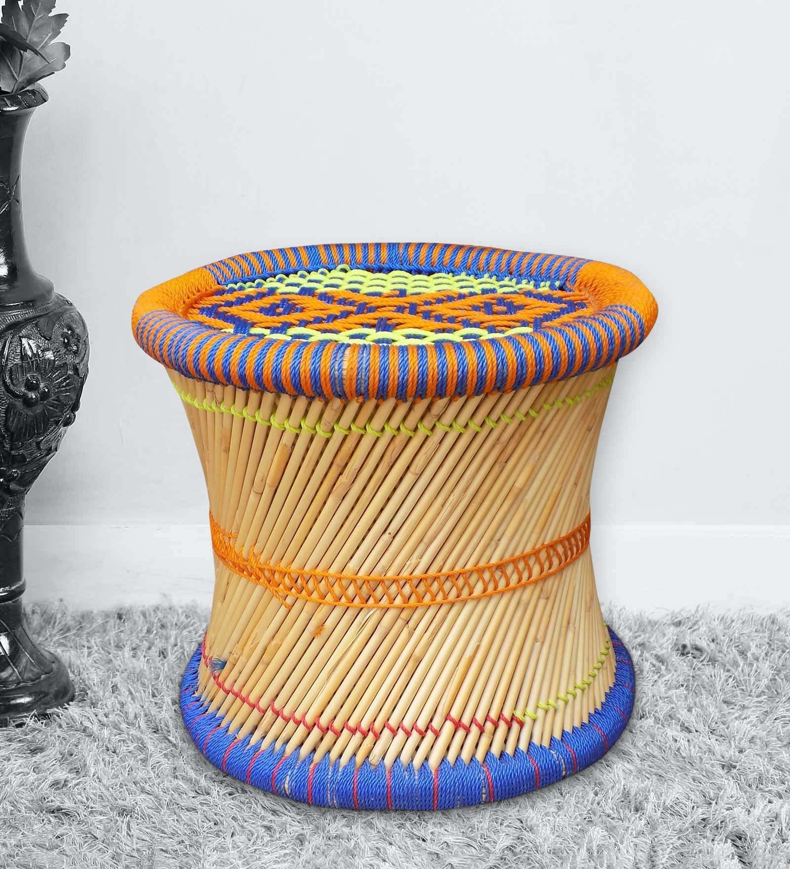 Ethnic Handcrafted Manjola Stool in Multi Colour