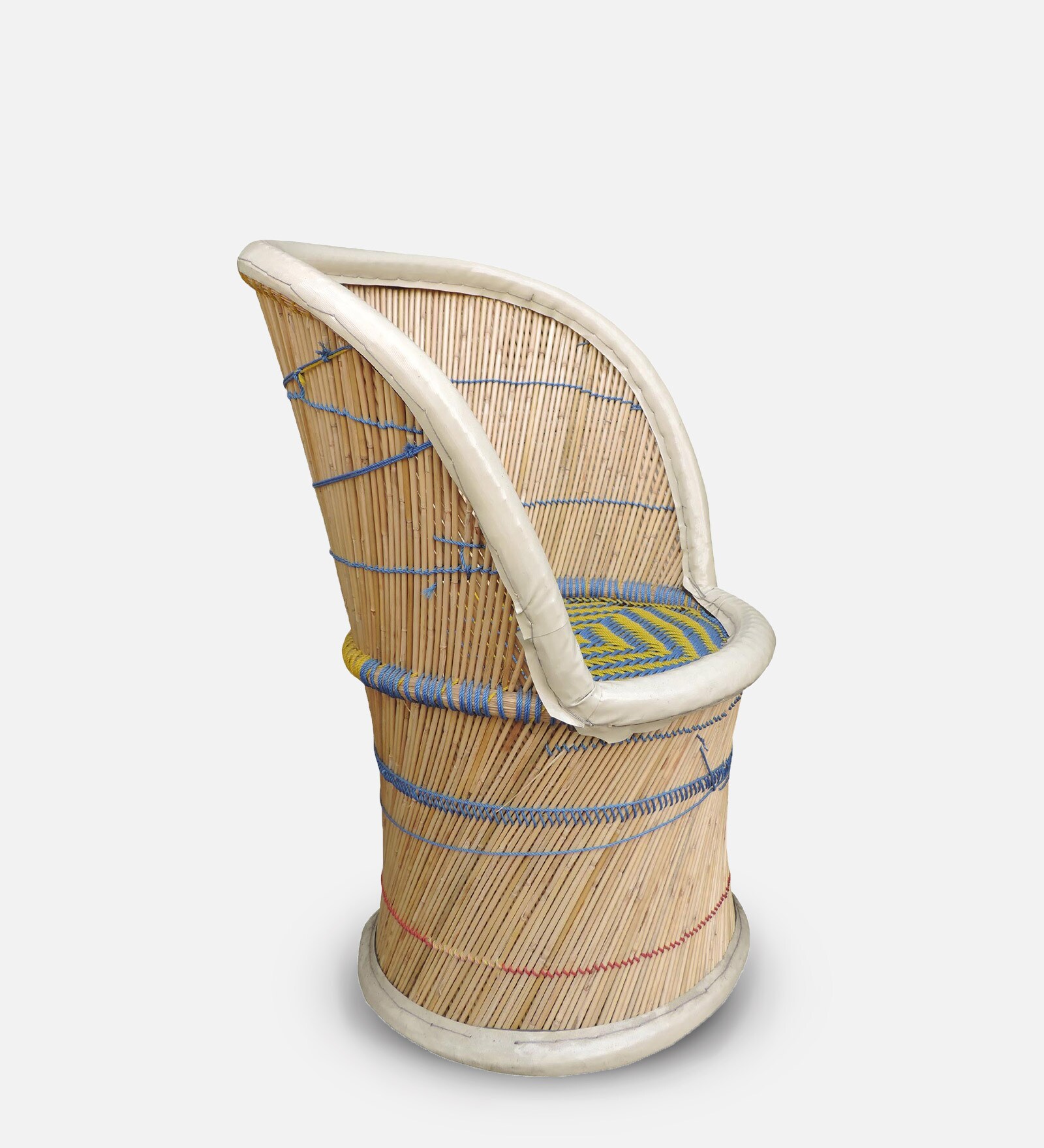 Ethnic Wicker Patio Chair in Beige & Multi Colour