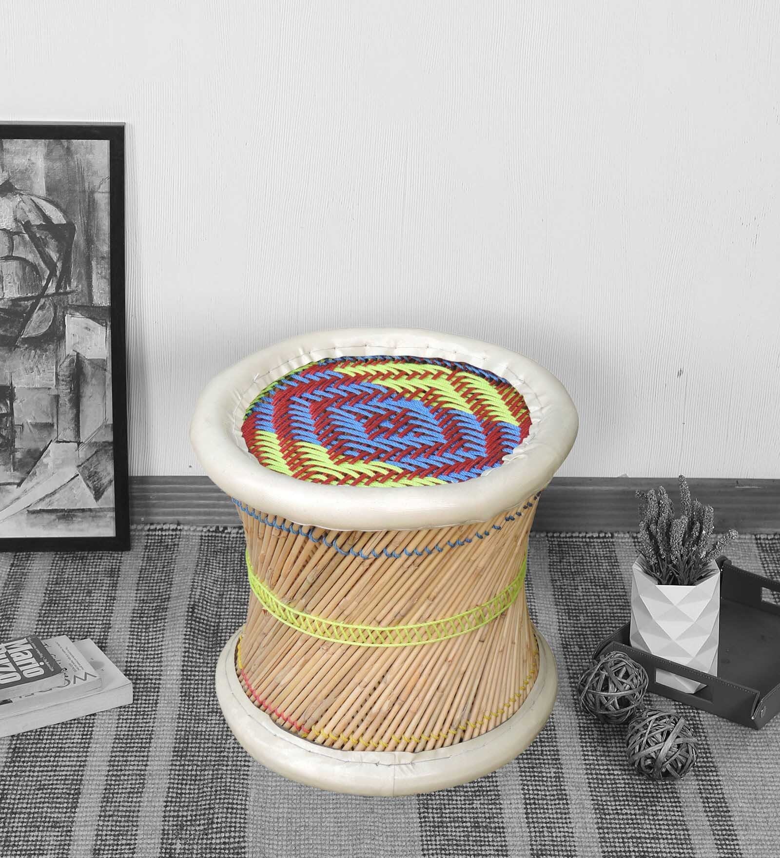 Ethnic Handcrafted Muddha Manjola Stool in Multi Colour