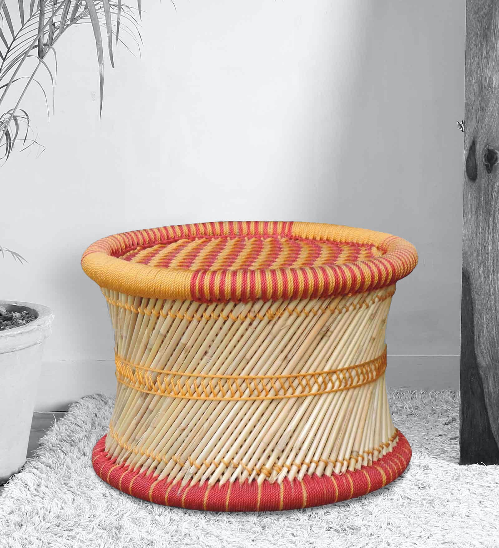 Ethnic Handcrafted Mudiya Stool in Multi Colour