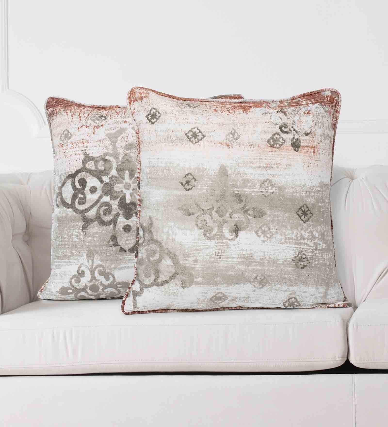 Buy Ethnic Motif 160 TC Pure Cotton Cushion Cover (Set of 2) in Brown