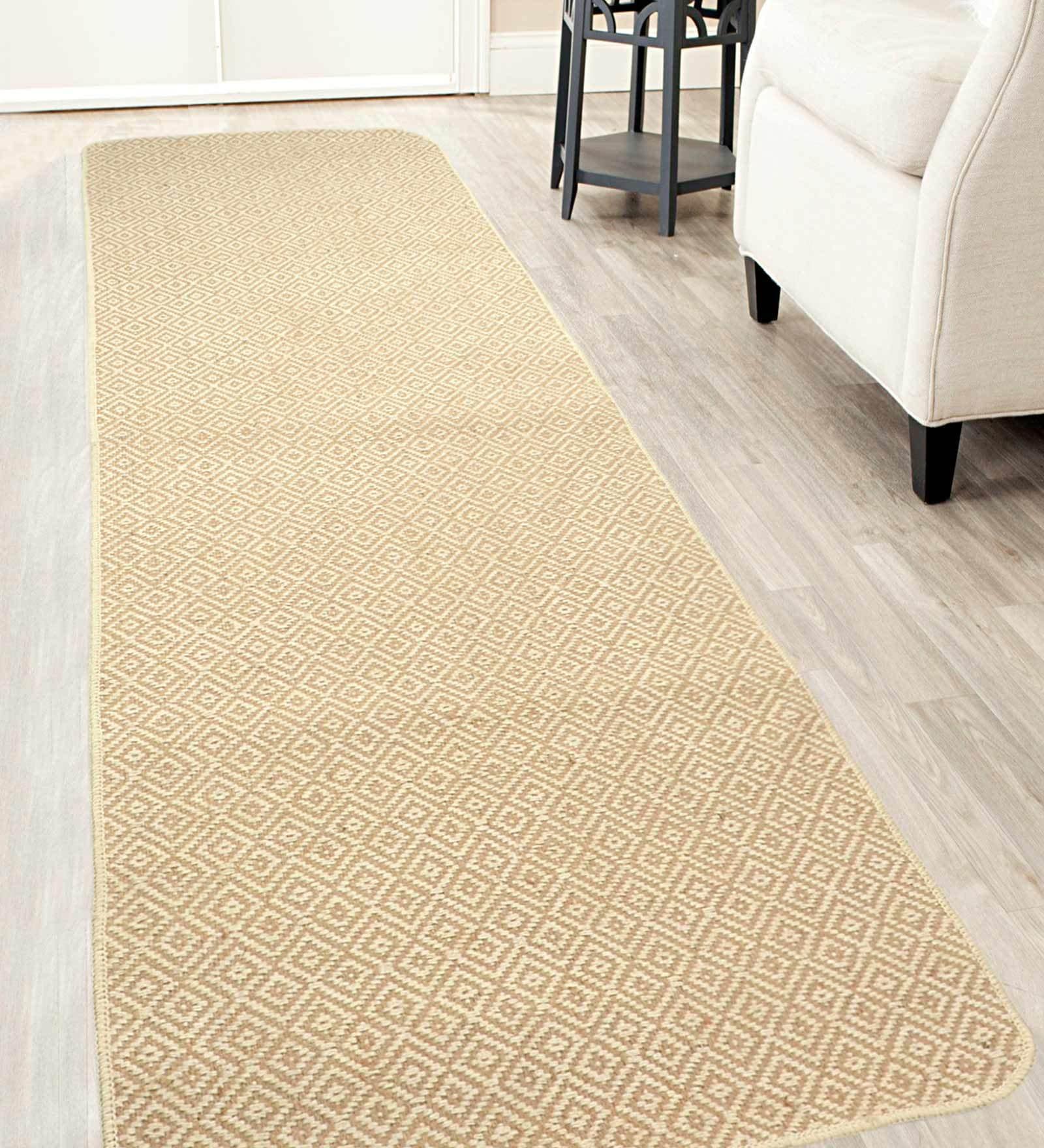 Geometric Pattern Jute 7 X 2 Feet Machine Made Hallway Runner