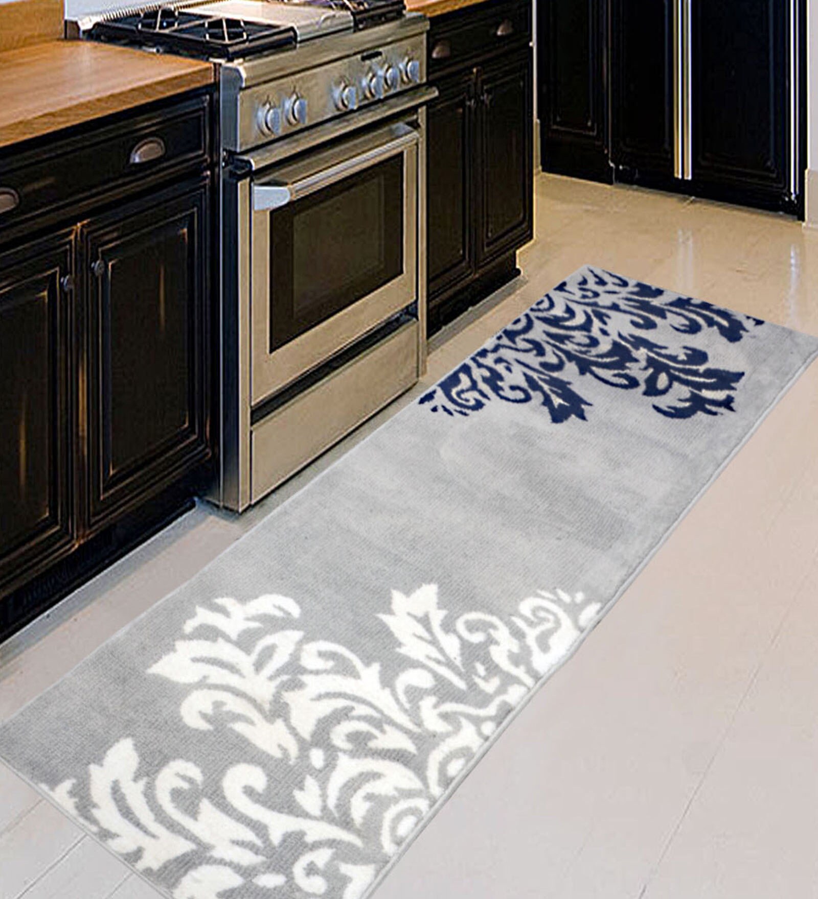 Grey Microfibre 71 x 20 Inches Machine Made Floor Runner