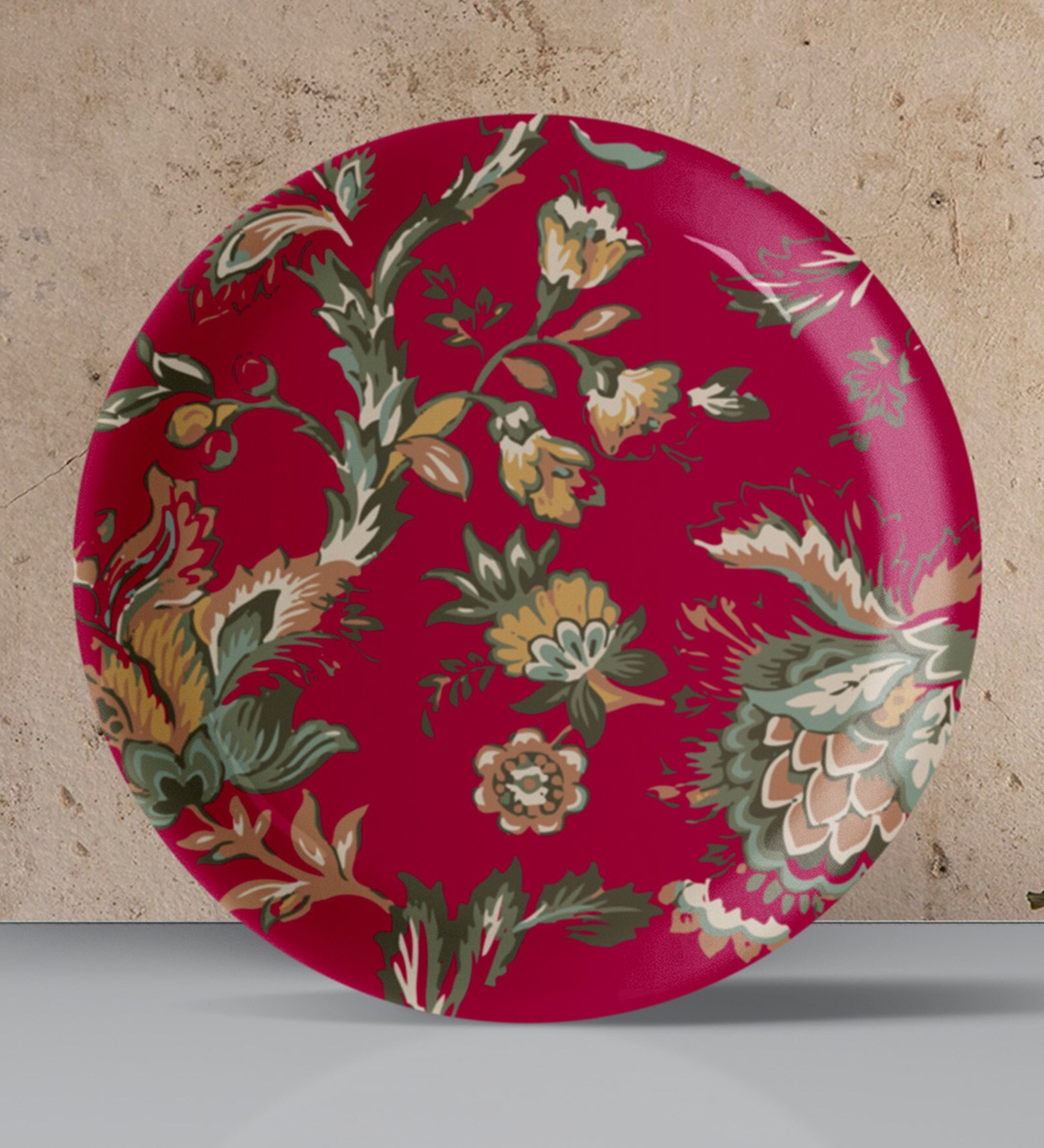 Ethnic Pink Porcelain Wall Plate