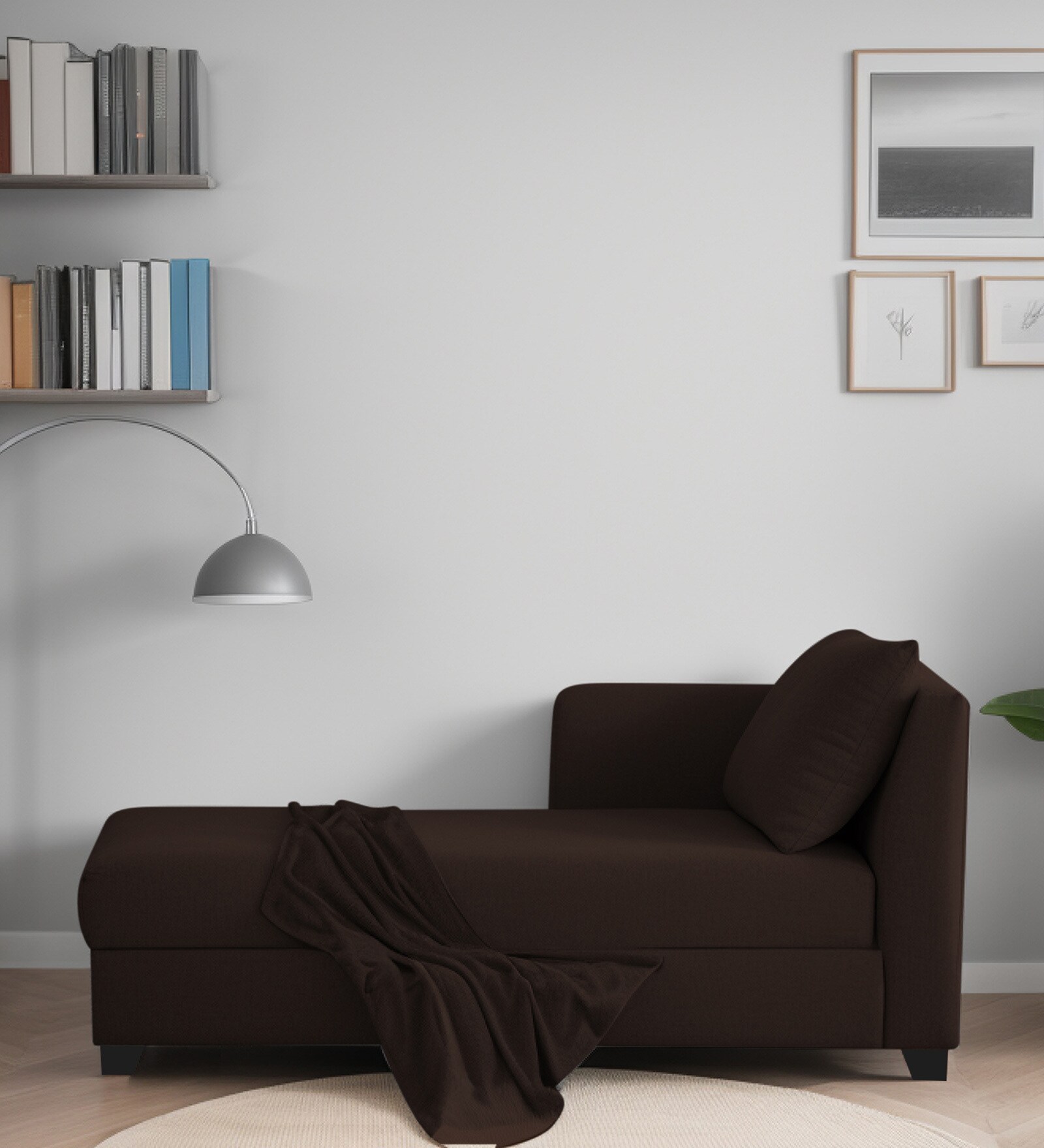 Ethos Fabric LHS Chaise Lounger In Mahogany Finish
