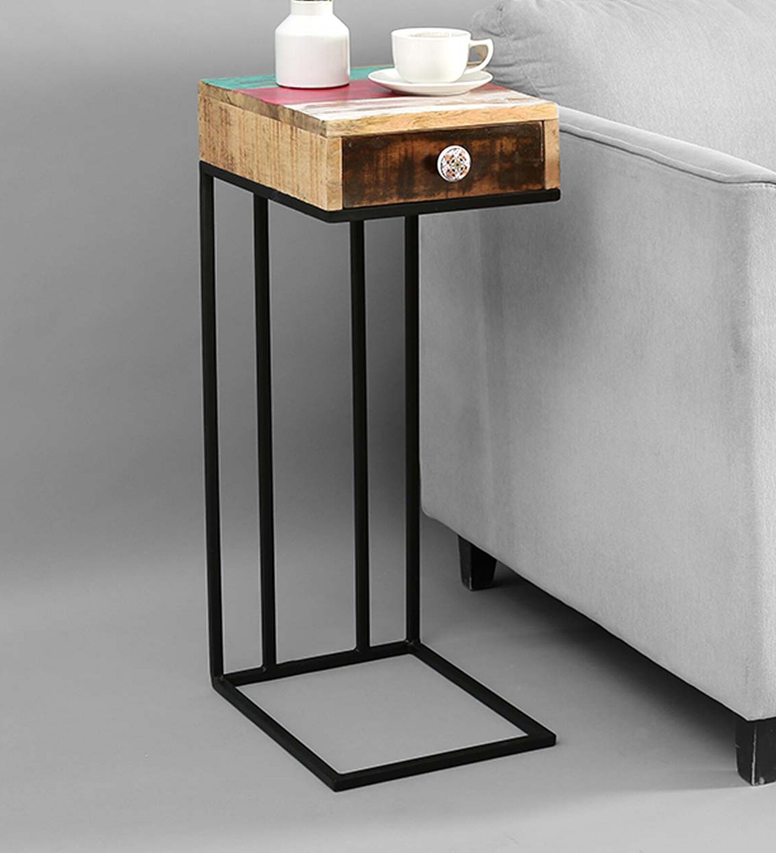 Buy Tomasini Metal C Shaped Table in Black Colour at 11 OFF by