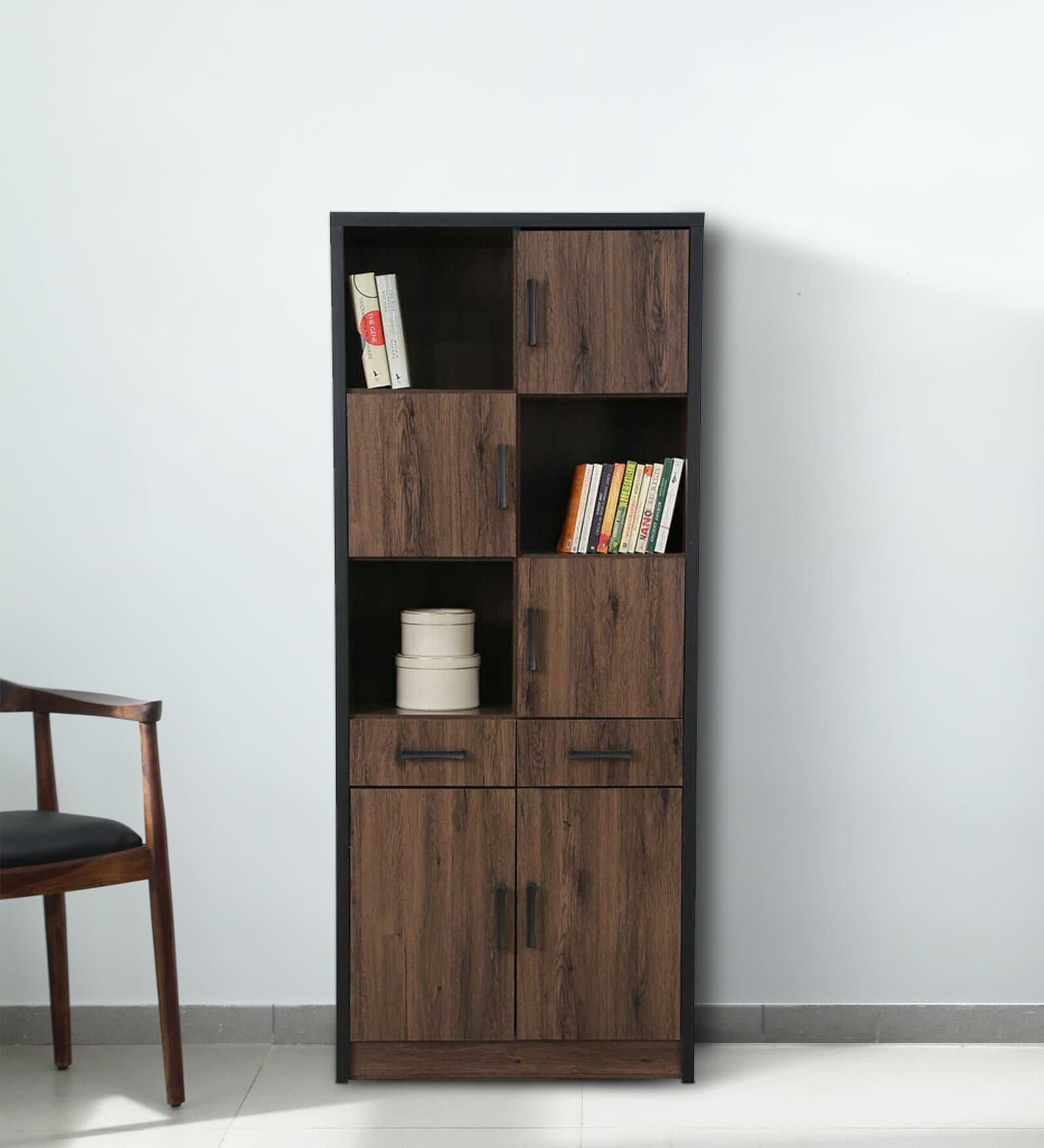 Etsu Book Case in Brown Oak Finish