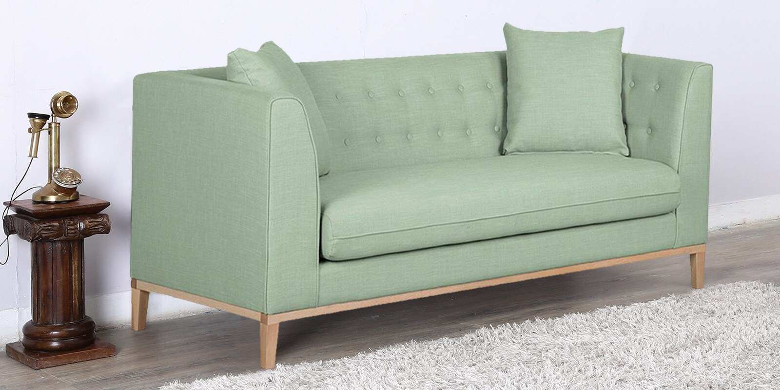 Buy Eterno Three Seater Sofa in Pastel Green Colour by Madesos Online ...