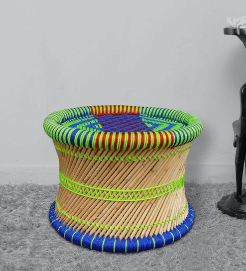 Ethnic Handcrafted Mudiya Stool in Multi Colour