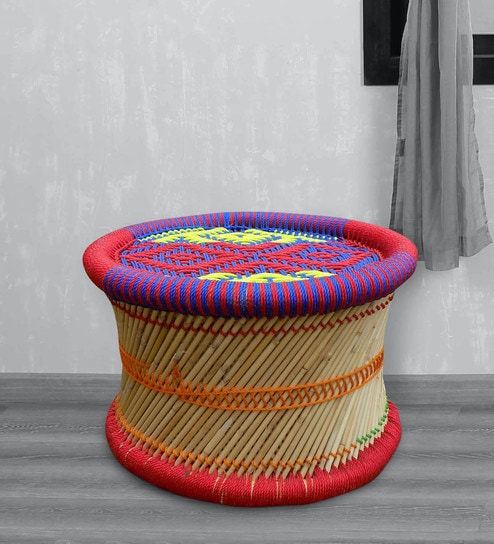Ethnic Handcrafted Mudiya Stool in Multi Colour