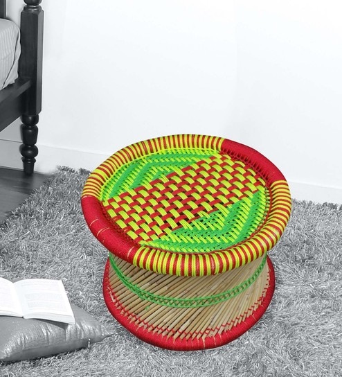 Ethnic Handcrafted Mudiya Stool in Multi Colour