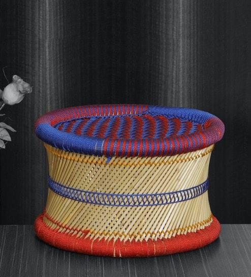 Ethnic Handcrafted Mudiya Stool in Multi Colour
