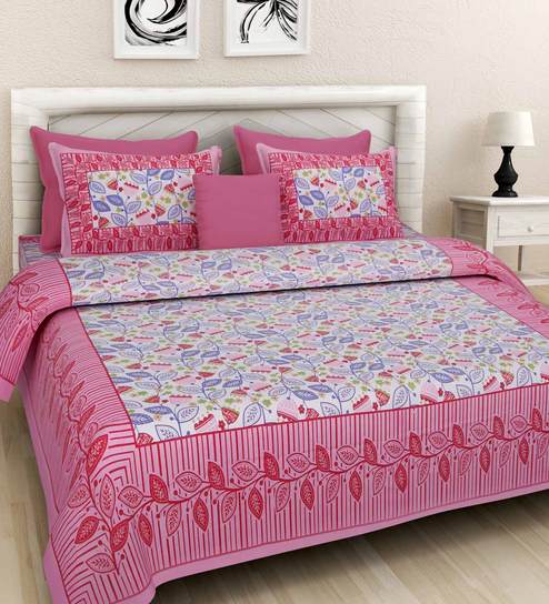 Buy Ethnic Motif 144tc Cotton King Size Bed Sheet With 2 Pillow