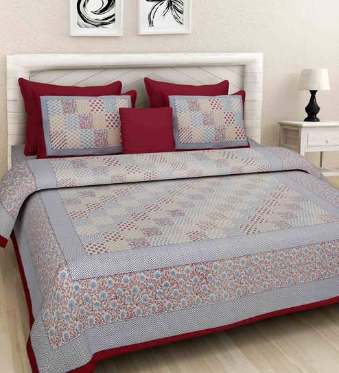 Buy 100 Cotton 144tc Double Bedsheet With 2 Pillow Covers By