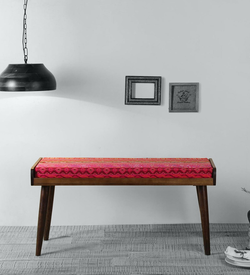 Buy Ethnic Bench In Walnut Finish By Fabuliv Online - Mid-Century ...