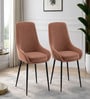 Etan Velvet Fabric Dining Chair  In Pink Colour (Set of 2)
