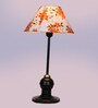 Etched Metal Night Lamp with Cotton Shade (Antique Gold & Multicolor)