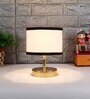 Etched Metal Night Lamp with Cotton Shade (Gold & Multicolor)