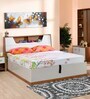 Eternal King Bed With Hydraulic Storage in Teak & Light Grey Colour