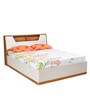 Eternal Queen Size Bed in Teak & Light Grey Finish with Hydraulic Storage