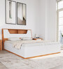 Eternal Queen Size Bed in Teak & Light Grey Finish with Hydraulic Storage