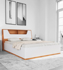 Eternal Queen Size Bed in Teak & Light Grey Finish with Hydraulic Storage