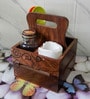 Ethinic Brown Sheesham Wood Cutlery Holder
