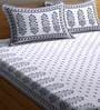 White Floral 160 TC Cotton 1 Double Bedsheet with 2 Pillow Covers