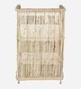 Ethnic 3 Tier Cane Open Shoe Rack in Beige Finish