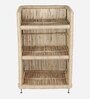 Ethnic 3 Tier Cane Open Shoe Rack in Beige Finish