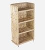 Ethnic 4 Tier Cane Open Shoe Rack in Beige Finish