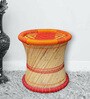 Ethnic Wicker Seating Stool in Orange Colour