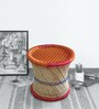 Ethnic Wicker Seating Stool in Red Colour