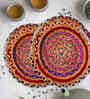 Ethnic motif Multicolor (14 x 14) Jute (Set of 6) Placemats
