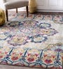 Blue Persian Polyester 4 ft x 6 ft Machine Made Carpet