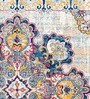 Blue Persian Polyester 4 ft x 6 ft Machine Made Carpet