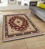 Beige Persian Polyester 5 ft x 7 ft Machine Made Carpet
