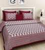 Maroon Traditional 144 TC Cotton 1 Double Bedsheet with 2 Pillow Covers