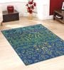Blue Nylon Vintage 4 x 6 Feet Machine Made Carpet