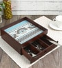 Ethnic Ornament Brown MDF Wood Cutlery Holder