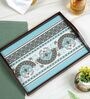 Ethnic Ornament Brown Teak Wood & MDF Serving Tray Reinvention factory