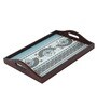 Ethnic Ornament Brown Teak Wood & MDF Serving Tray Reinvention factory