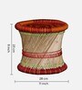 Ethnic Wicker Foot Stool in Orange and Natural Finish